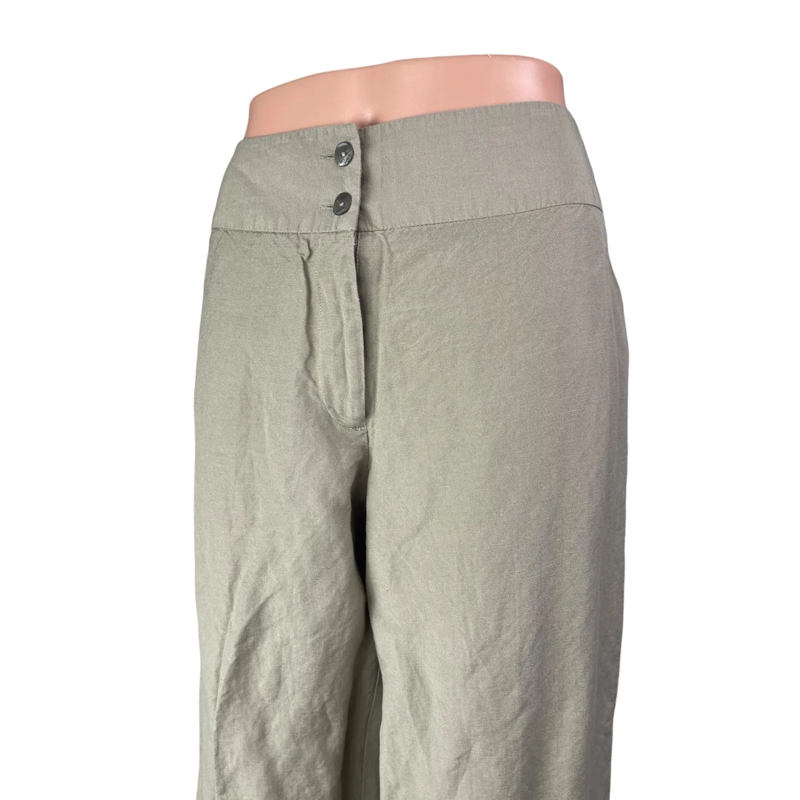 East 5th Women's Gray Linen High Waisted Palazzo Wide Leg Trousers Pants Size 10 - Image 3