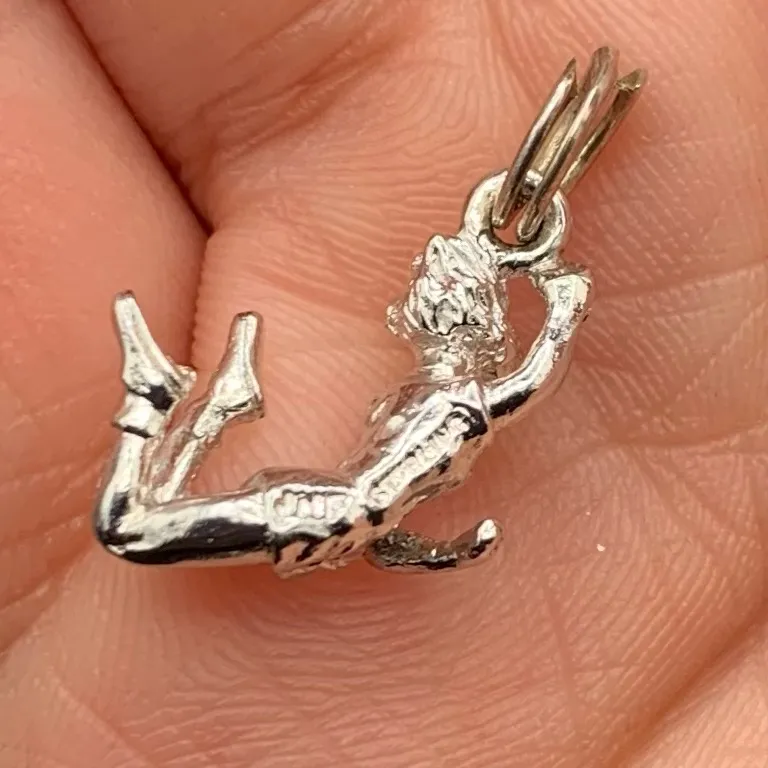 VTG Jumping Flying Cheerleader Dancer Woman Charm Sterling Silver 925 - Image 3