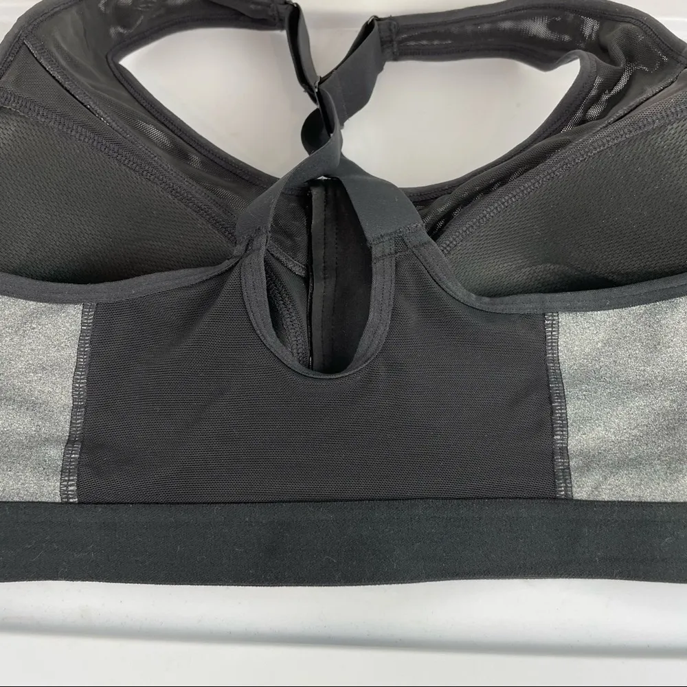 AVIA Sz Large Black Grey Zip Up Mesh Sports Bra - Image 7