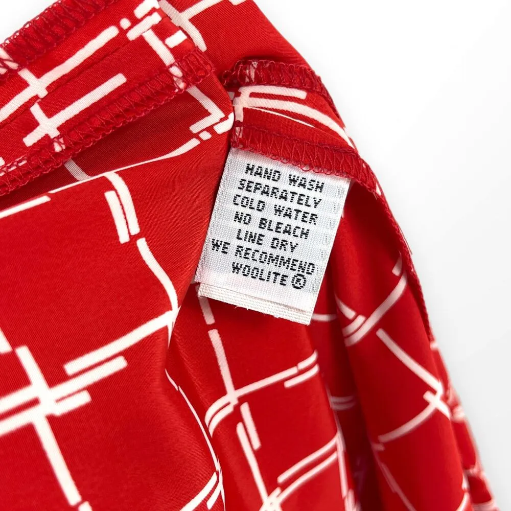 90s STUDIO COLLECTION Vintage Red White Check Button Up Shirt Scarf Set Size 14 - Image 9