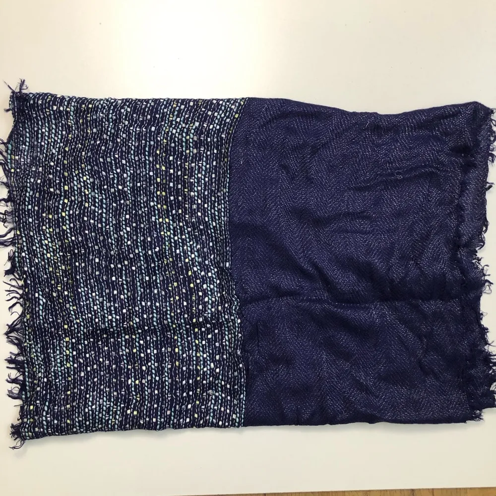 Apt 9 Infinity Scarf Sparkle Striped Mixed Media Weaved Green Blue White Yellow - Image 4