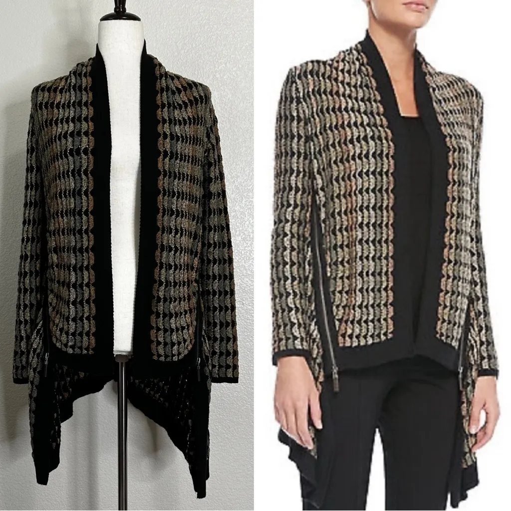 NIC + ZOE Side Zip Open Front Drape Cardigan Sweater, PP - Image 2