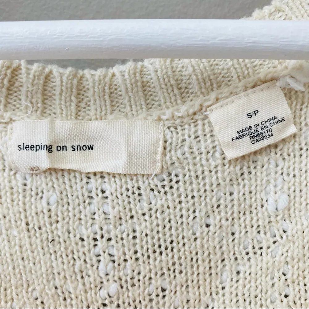 Sleeping On Snow by Antro. Knit Top Cream Sz Small - Image 4