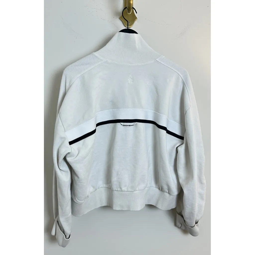 FREE PEOPLE Movement High Jump Zip Up Sweatshirt in Ivory Size Large White - Image 7