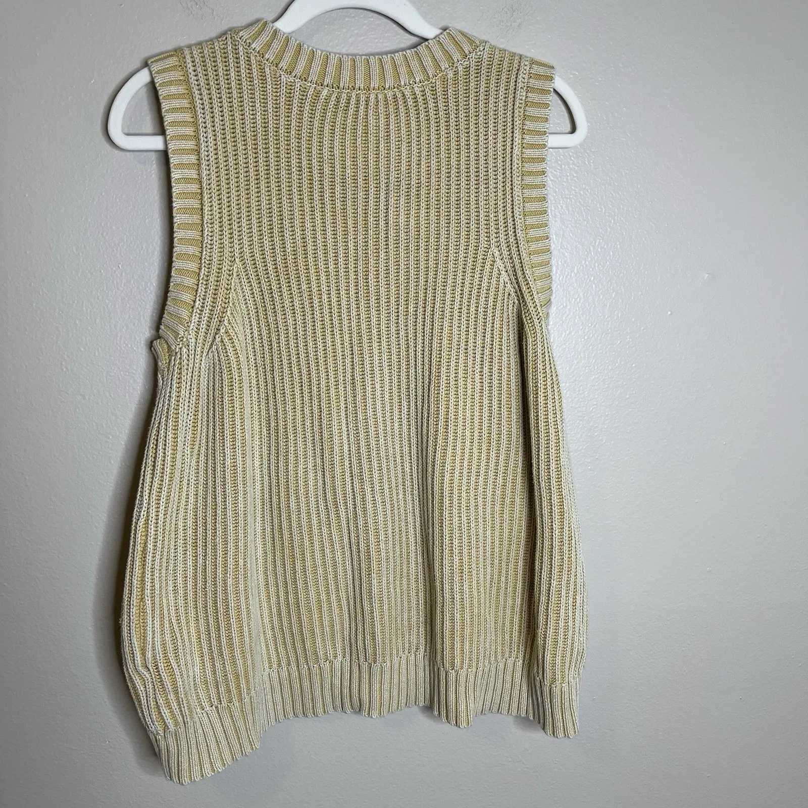 Women's Knit Sweater Vest Butter Yellow Boho Bohemian Preppy Soft Girl Chunky XL - Image 5