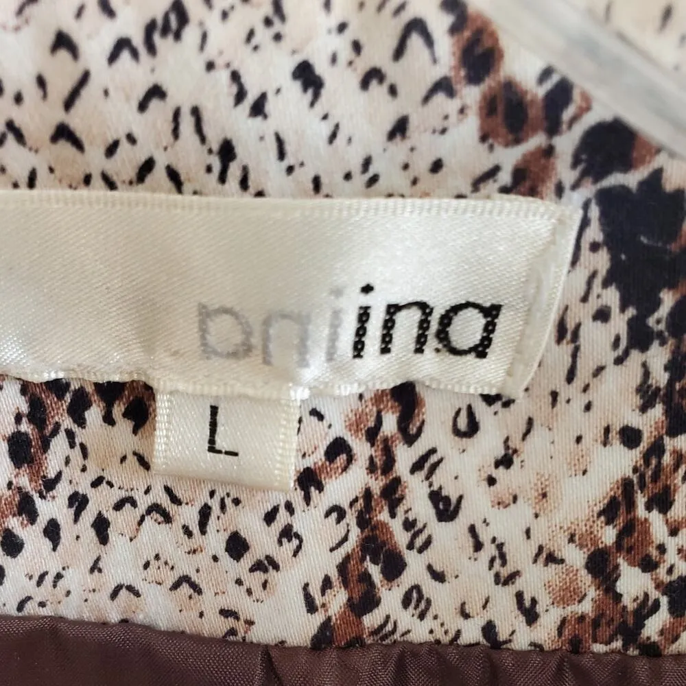 Snake Print Blazer Brown White Black Trim Size Large by aniina Dressy Business - Image 3