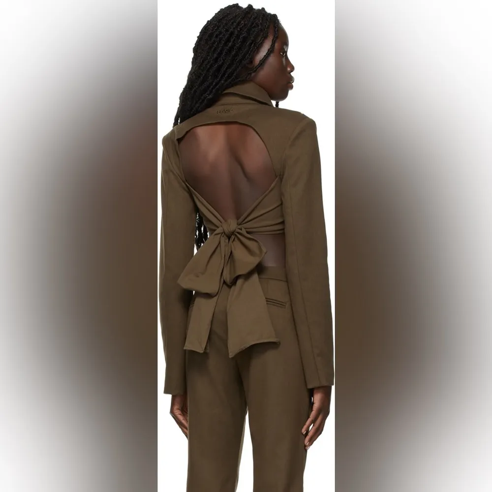 NWOT
Danielle Guizio Brown Wrap Blazer Top in green brown - Image 3