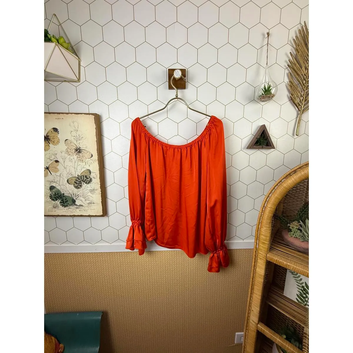 Ramy Brook Crimson Orange Murphy Off-The-Shoulder Top - Size - Small - Image 4