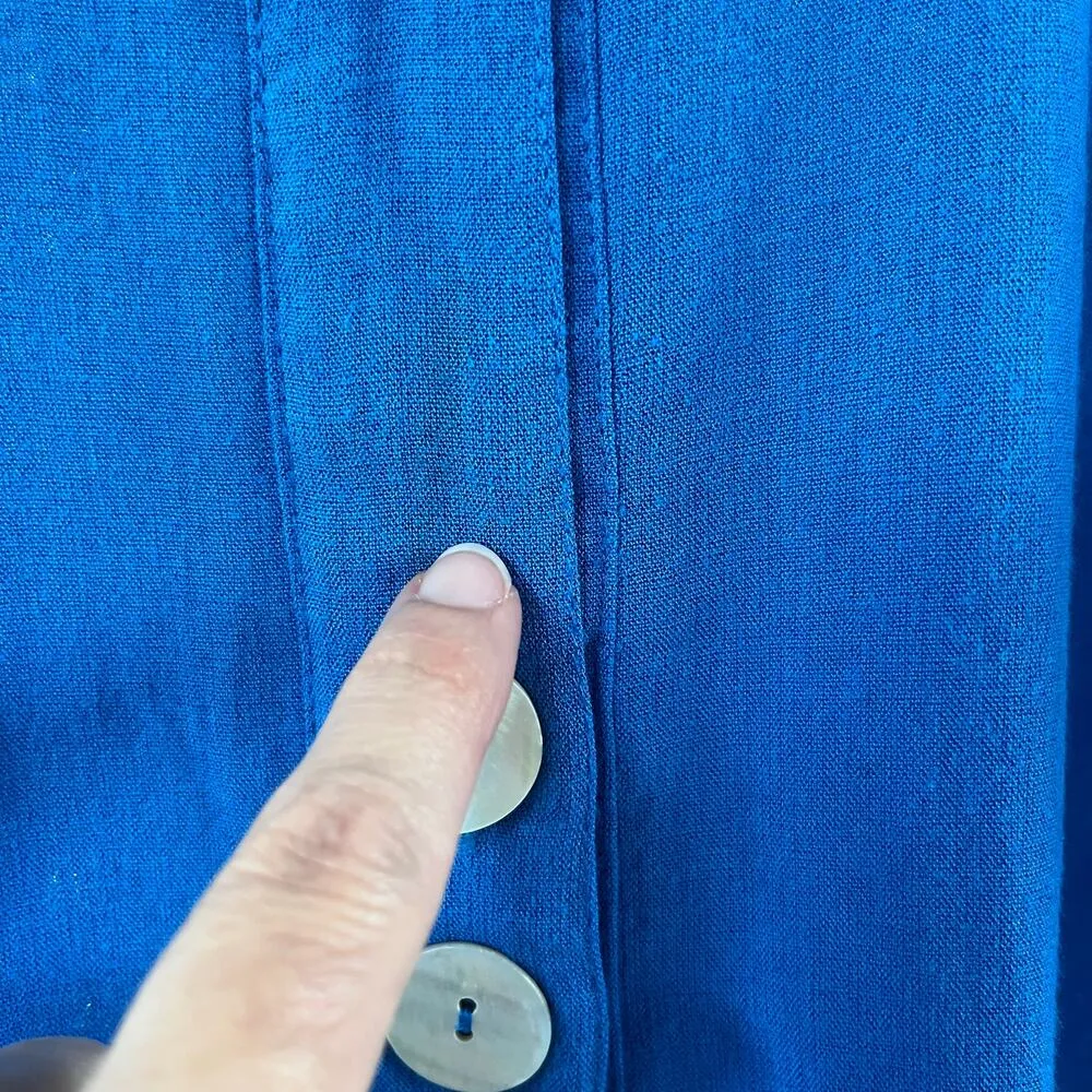 Fridaze Women's Royal Blue 100% Linen Button Front Top Size S - Image 7