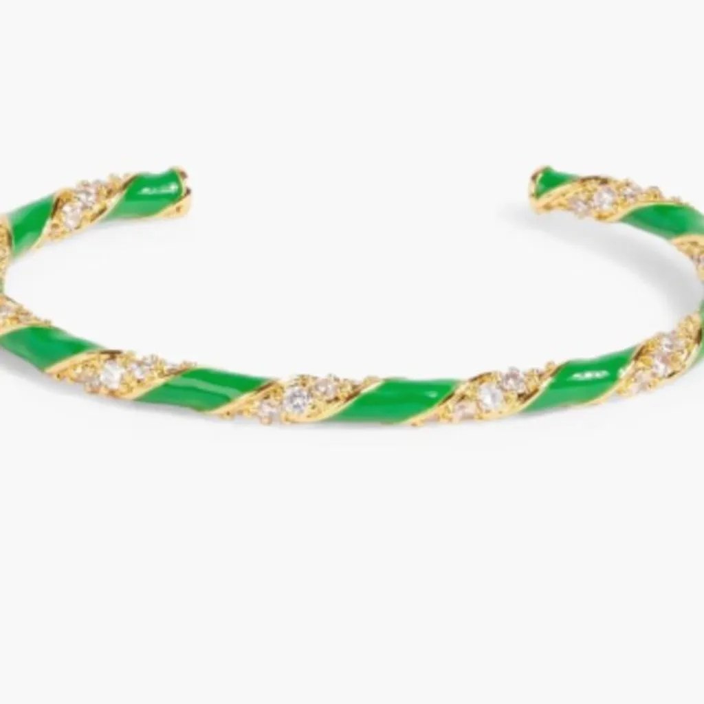 ZIMMERMANN Gold tone, enamel and crystal bangle green - Image 2