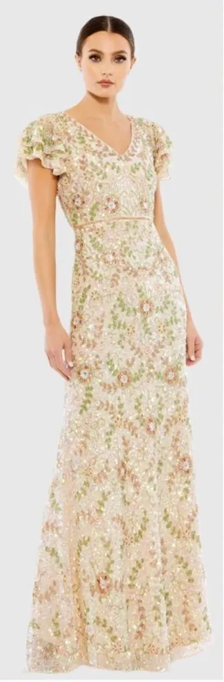 Mac Duggal 10772 Size 10 Embellished Ruffle Cap Sleeve Gown Dress - Image 2