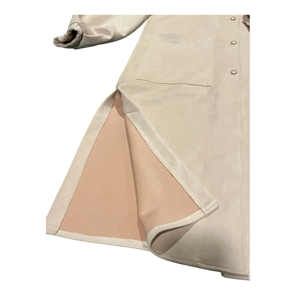 Zara Faux Suede Longline Jacket in Dusty Pink – Size‎ XS - Image 6