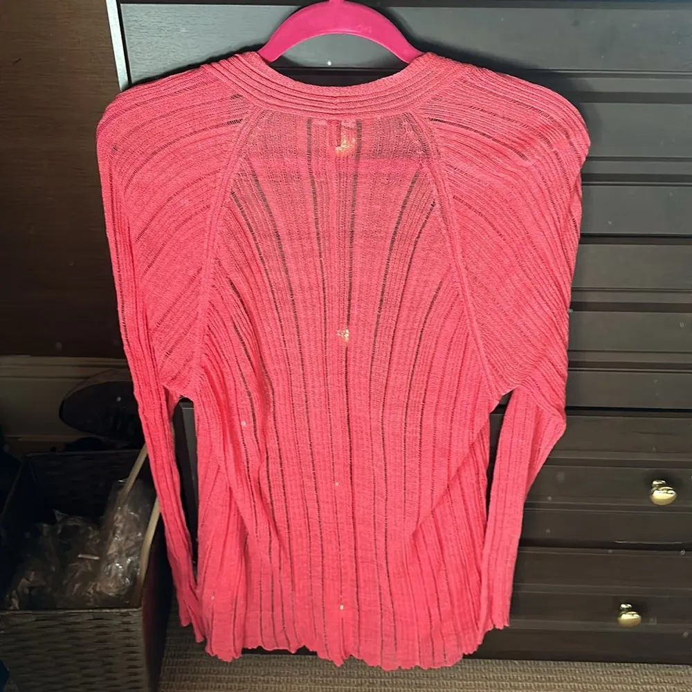 Eileen Fisher XL 95 percent linen rest silk salmon pink  cardigan delicate - Image 3