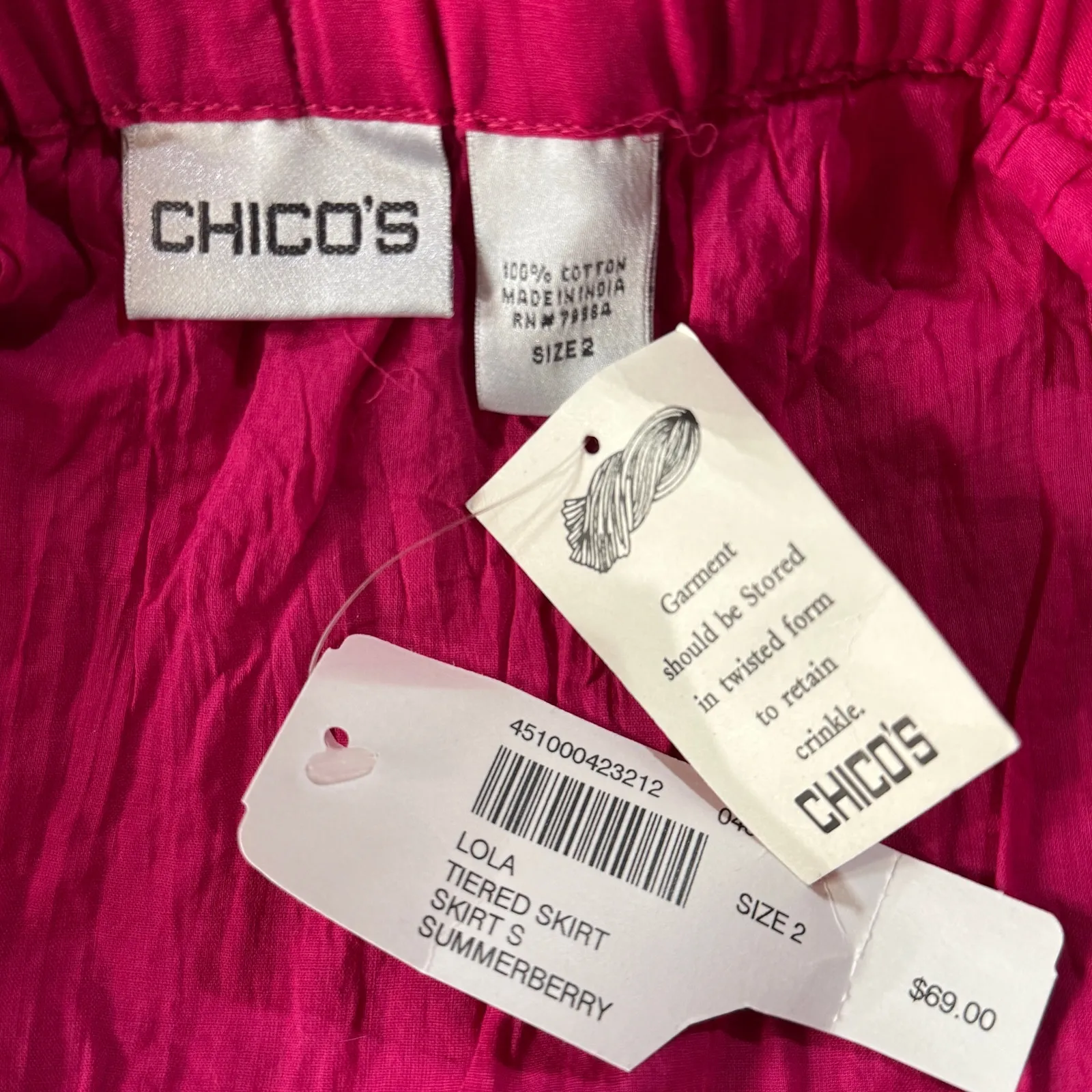 Chico’s SZ 2 (Large) Lola Tiered Maxi Skirt Pull-On Crinkle Lined Broomstick - Image 6