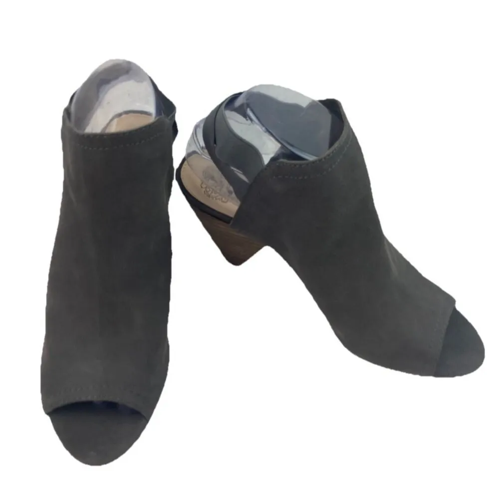 *Vince Camuto Peep Toe Heels Womens 8.5 Gray Leather Casual Travel Resortwear - Image 3