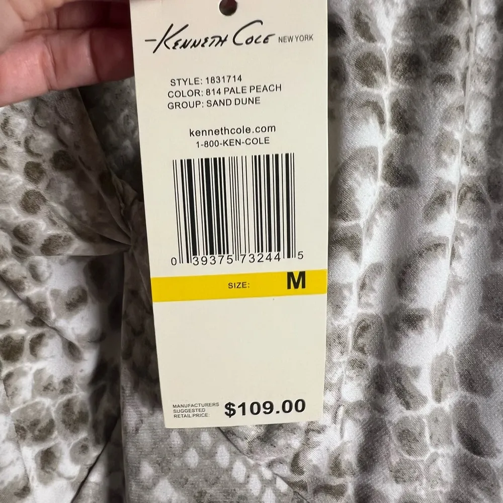 Kenneth Cole Sand Dune Snakeskin Print Sleeveless V-Neck Mini Dress Size M - Image 9