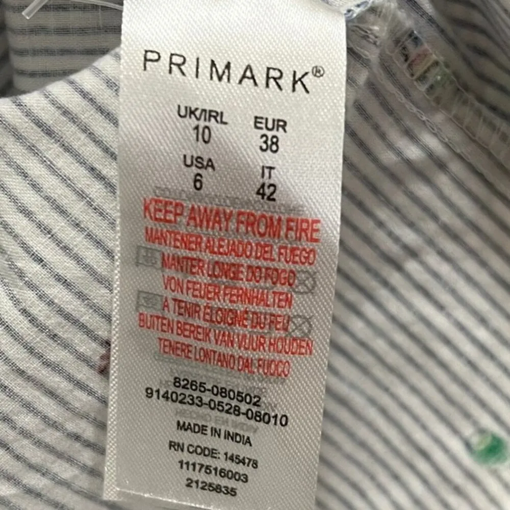 Primark Novelty Cactus Striped Collared Button Up Blouse Shirt Size 6 - Image 6