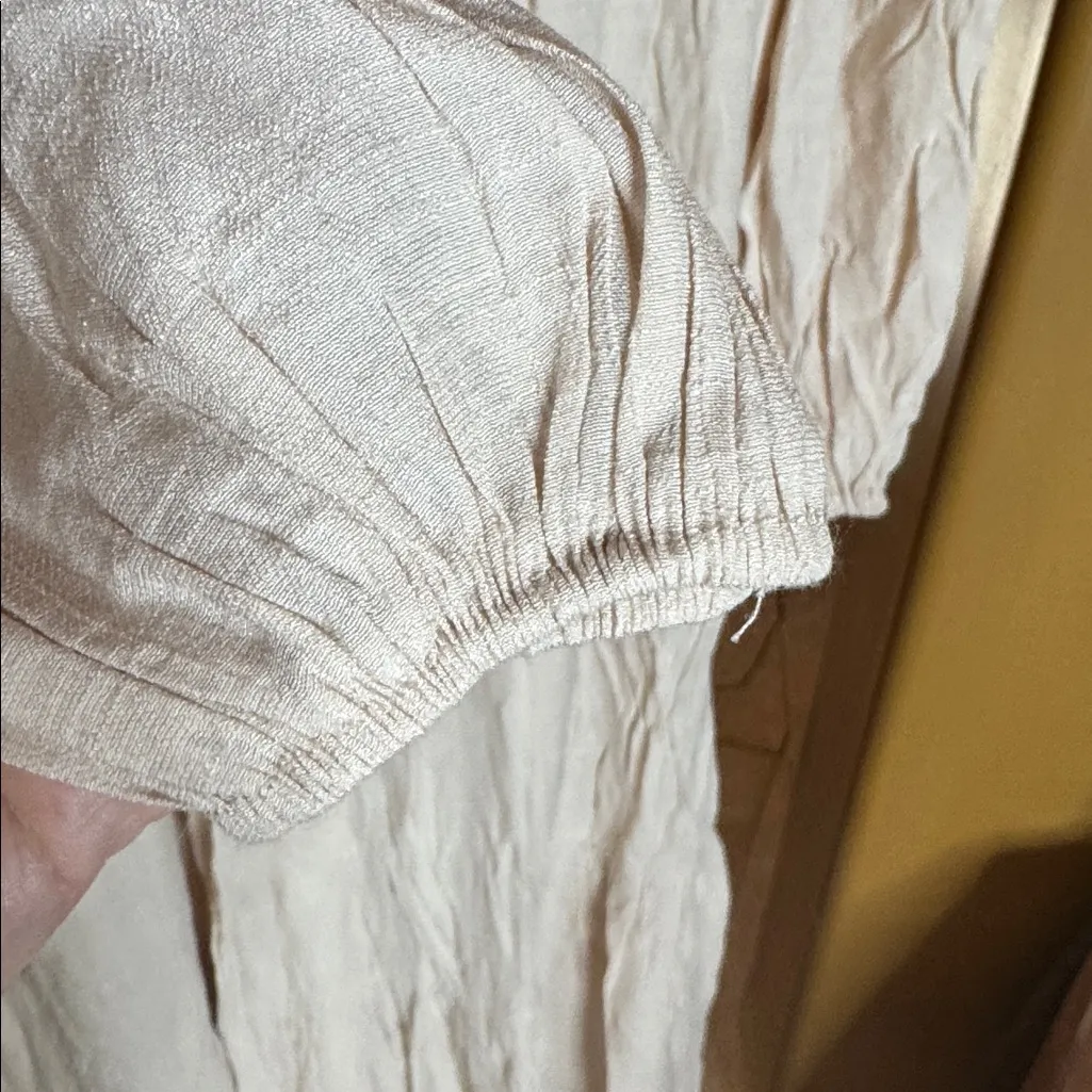 August Sky Cream Smocked Square Neck Long Sleeve Midi Dress Size Small - Image 8