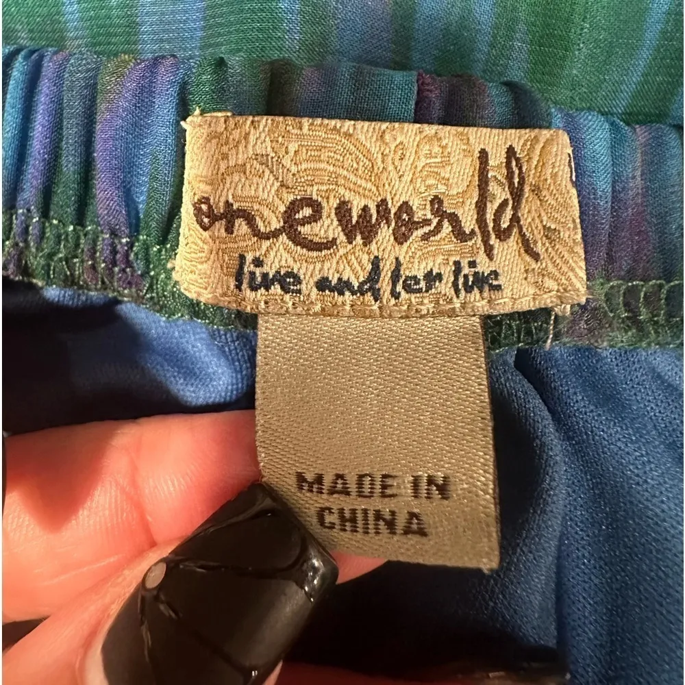 EUC ONE WORLD MAXI SKIRT CHIFFON GARZE OCEAN COLOR FULLY LINED ELASTIC WAIST - Image 9