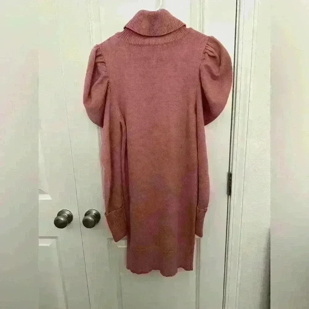 Tularosa Revolve Marsha Sweater Puff Sleeve Mini Dress Pink Size M - Image 3