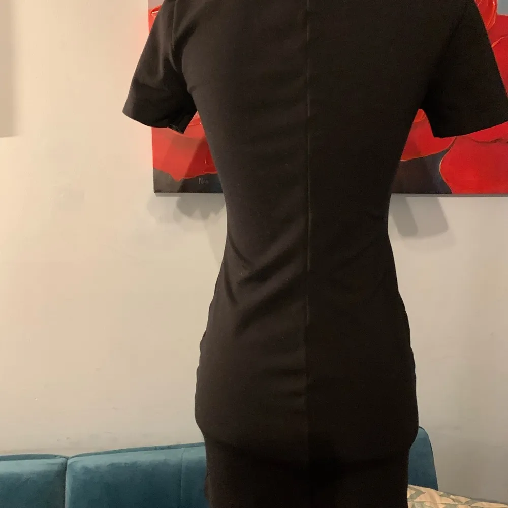 Aritzia SUNDAY BEST Black Knit Short Sleeve Mini Dress Size 6 M Small Stretch - Image 4