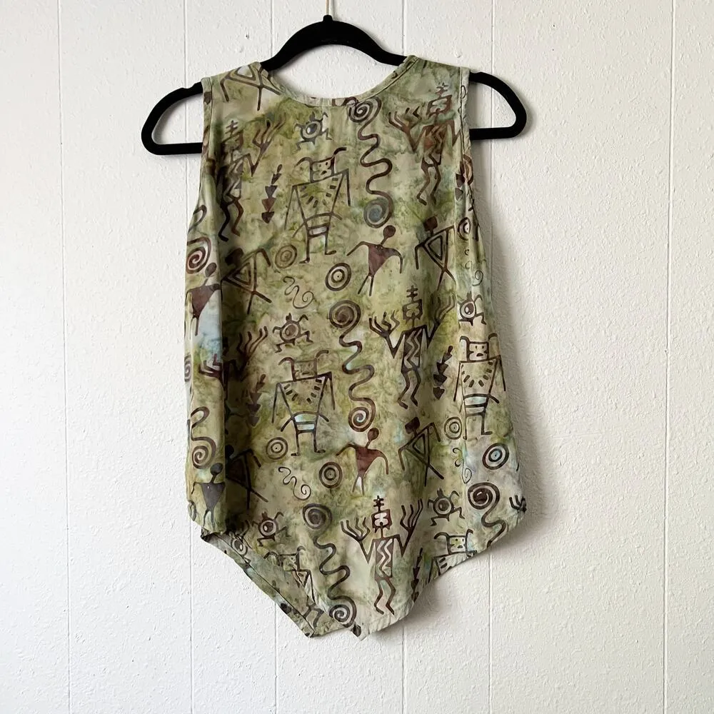 Vintage Betty Low's Tank Top Womens Medium Y2K Asymmetrical Forest Goblin Boho Green - Image 5