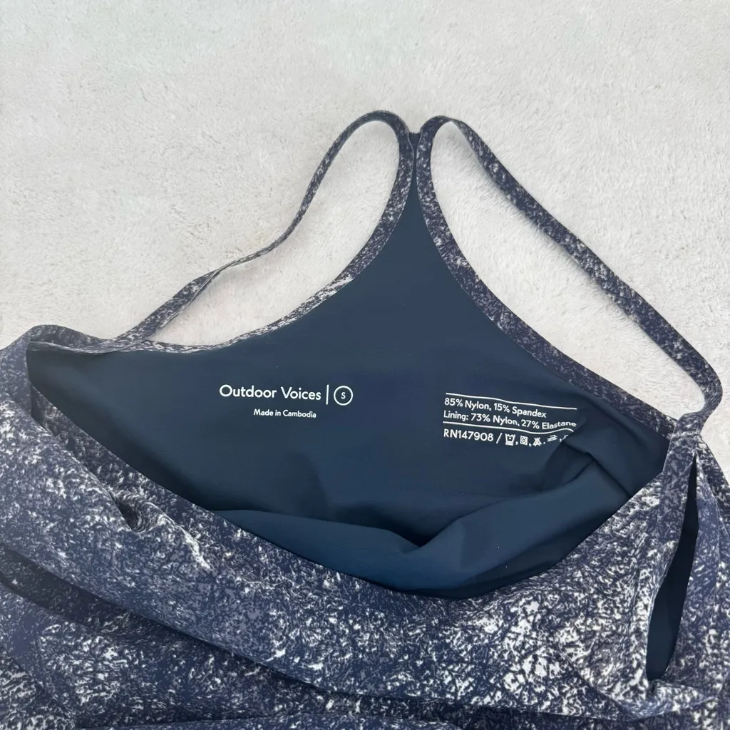 Outdoor Voices Women's Mini Dress - Blue Printed Tank Dress size S - Image 6