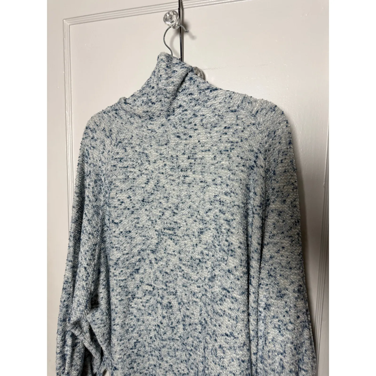 Free People BFF Cowl Neck Blue Knit Oversized Chunky Flowy Sweater Women's XS/S - Image 9