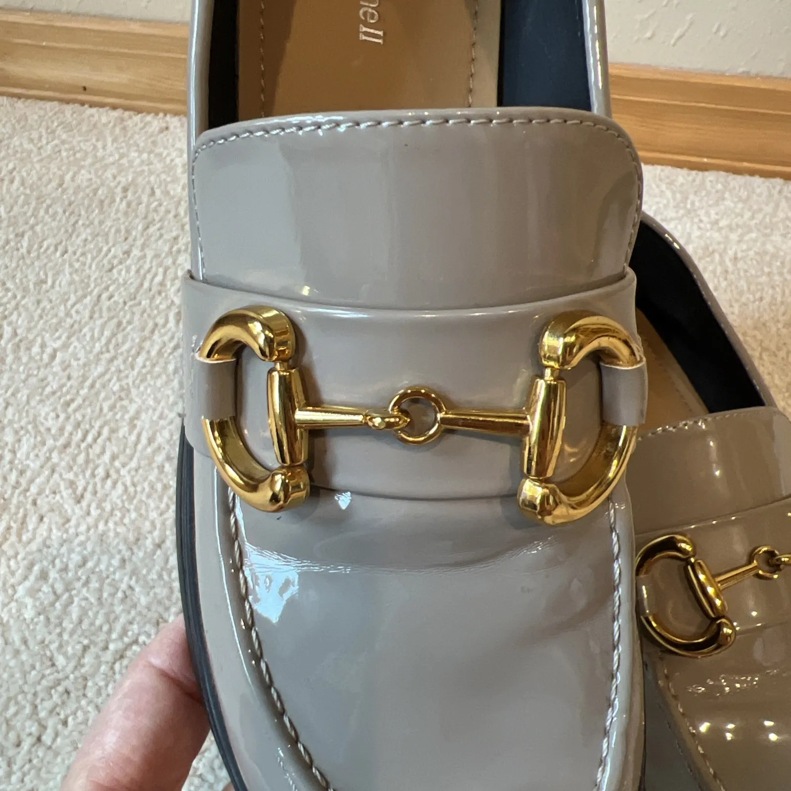 Christine‎ Shell Paris Gray Patent Loafers Size 36 Horse Bit Designer Y2K - Image 7