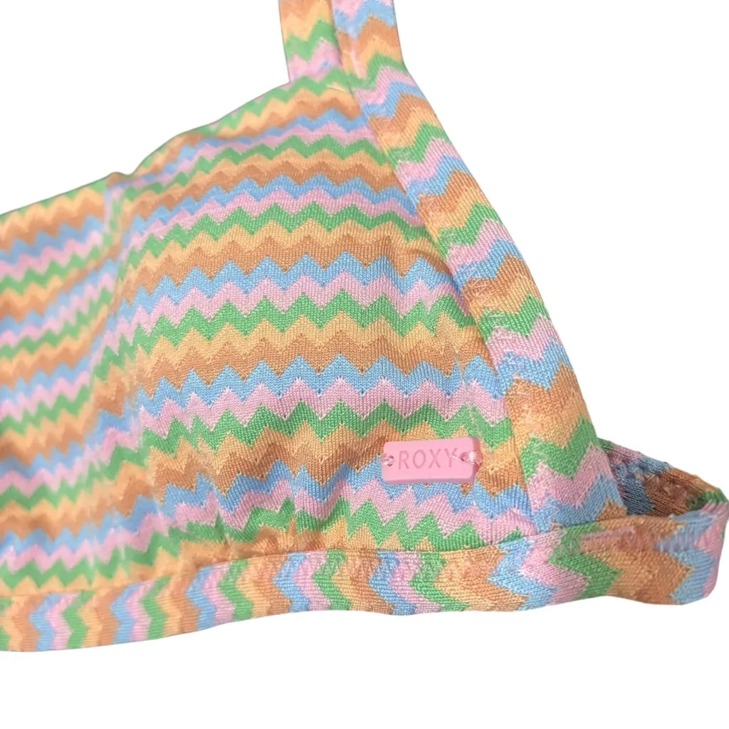 Roxy Pastel‎ Colorful Zigzag Bikini Top Size Small - Image 4