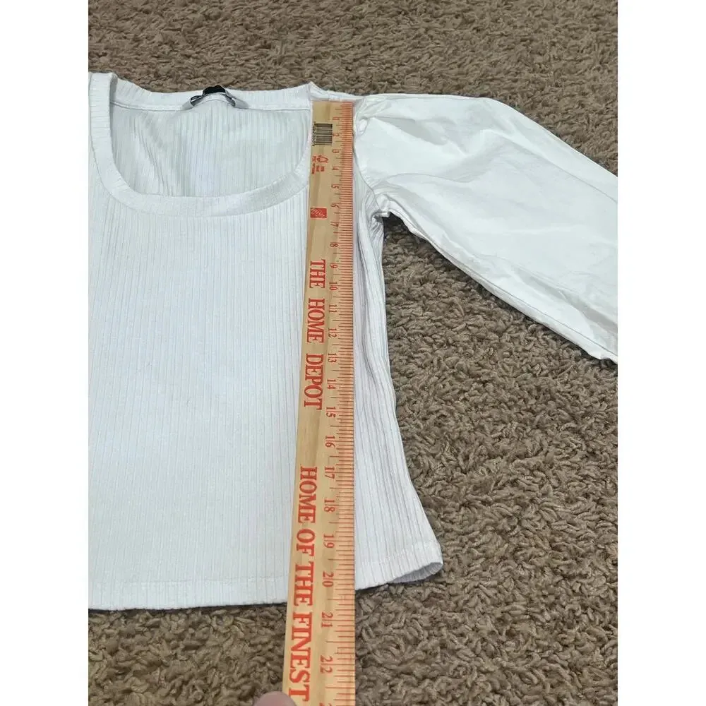 SO Long Sleeve White Blouse Shirt, Women's, Juniors,  Pleated Sleeves XS - Image 6