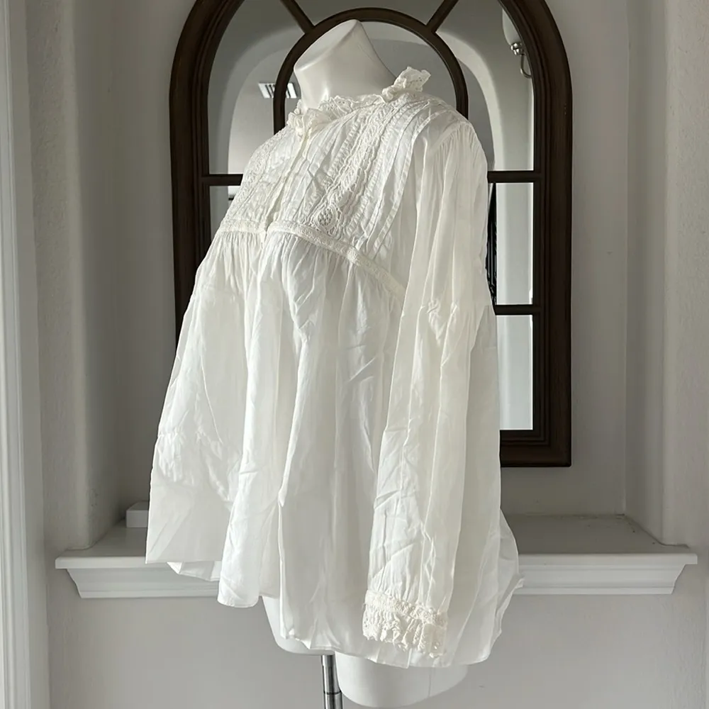 NILI LOTAN Sarah Shirt x Revolve in Ivory, Size L EXCELLENT! Retail $350 White Size L - Image 5