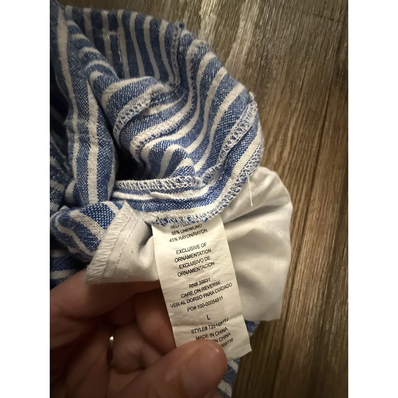 Jolt Linen Blend Wide Leg Pants Blue Striped  Paperbag Large‎ - Image 10