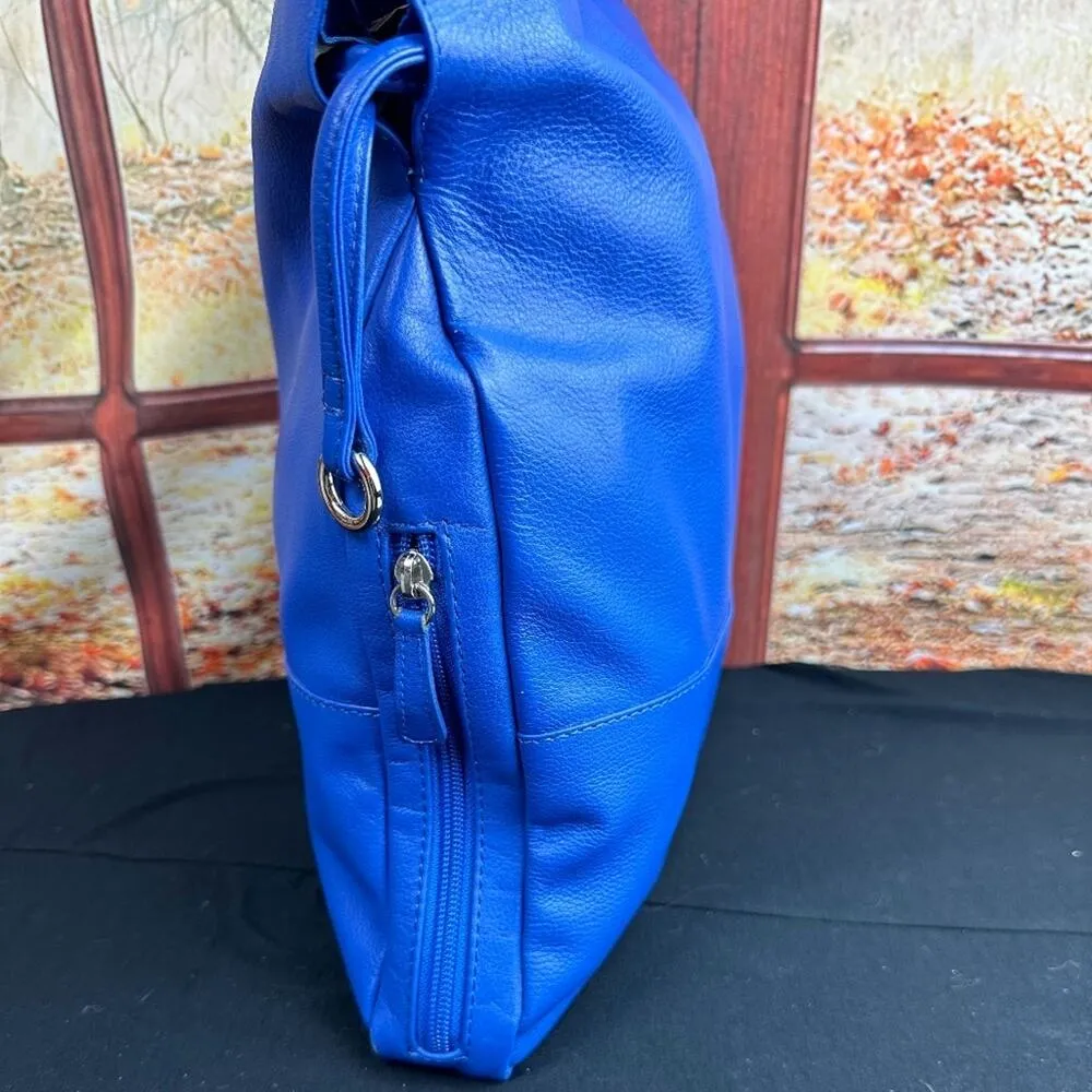New York Cobalt Blue Leather Concealed Carry Tote w/ Nylon/Leather Clutch - Image 6
