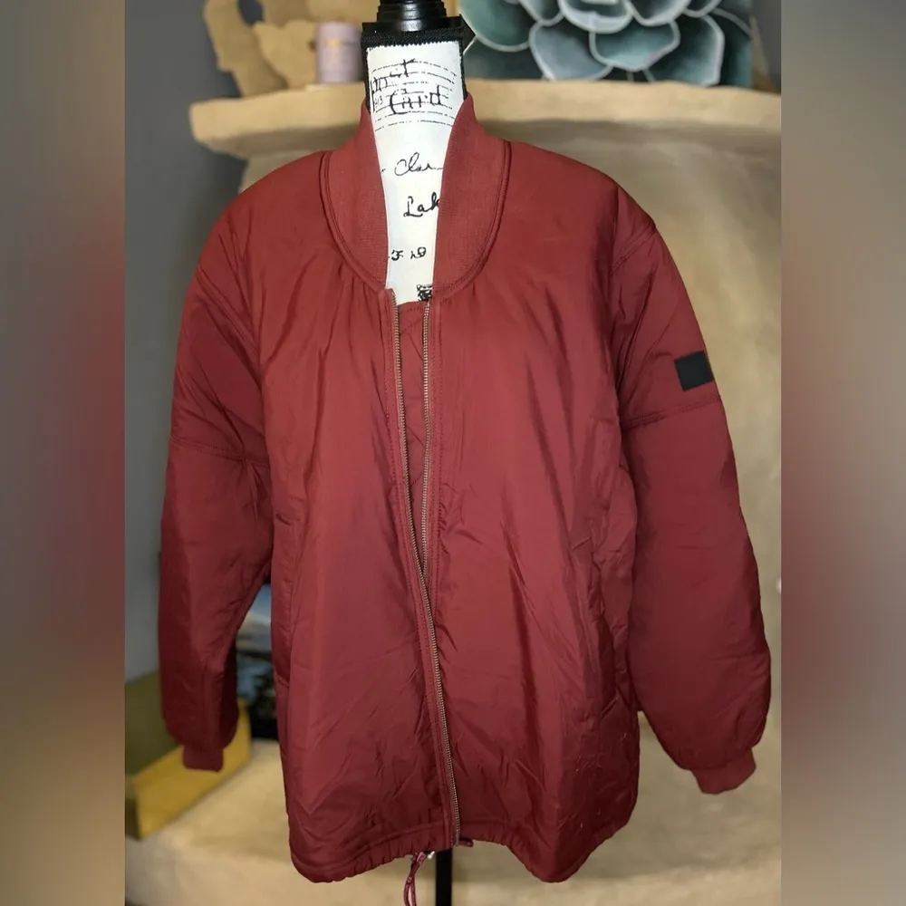 Free People Midnight Moon Solid Bomber Jacket NWOT Red Size XS - Image 3