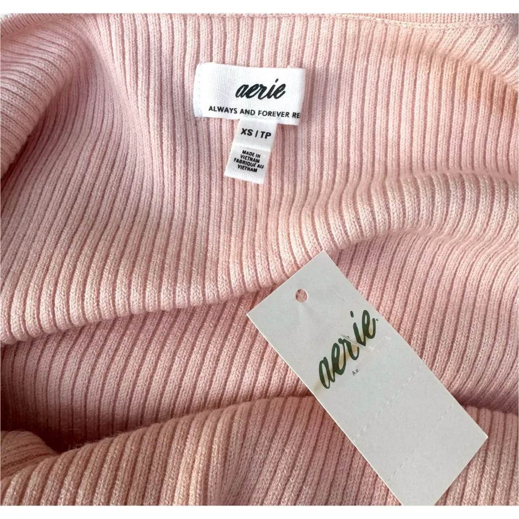 NWT Aerie Cropped Pink Rosette Sweater - Image 7