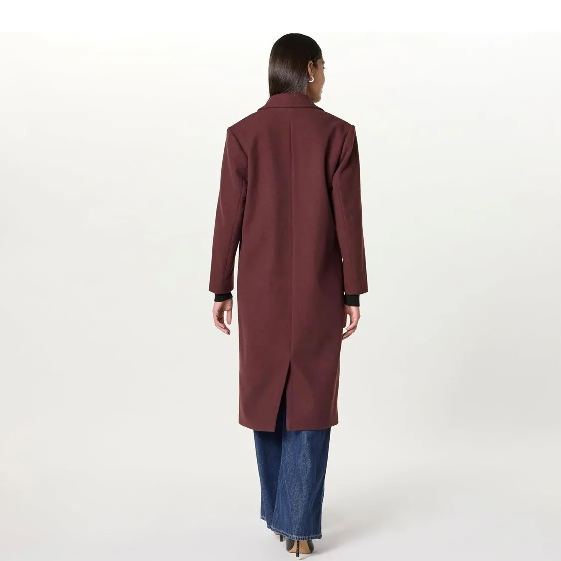 The Drop Liam Oversized Long Wool Blend Coat Decadent Chocolate 3X Brown - Image 2