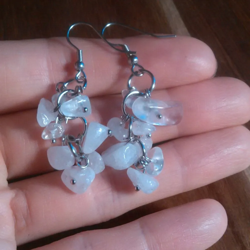 Clear Quartz Stainless Steel Dangle Earrings - Image 6