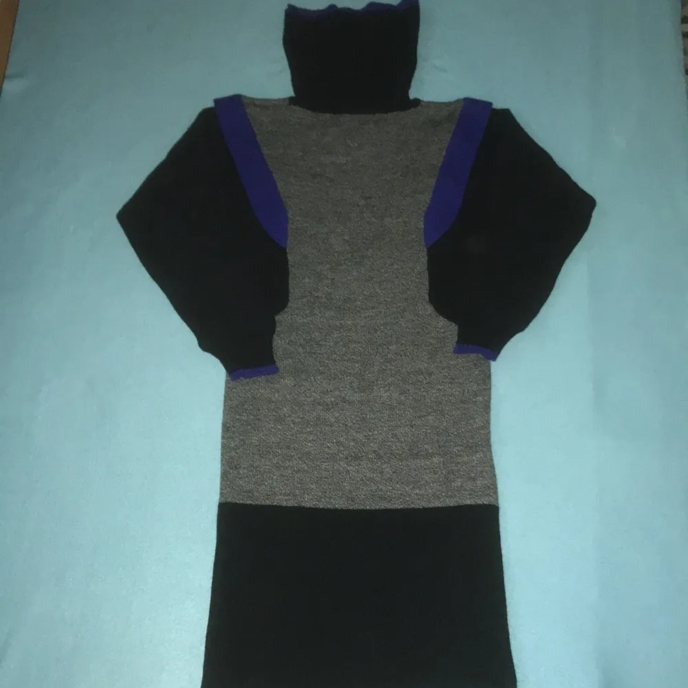 𝅺DRESSY TESSY vintage 90’s knit sweater dress dolman sleeve color block size S - Image 2