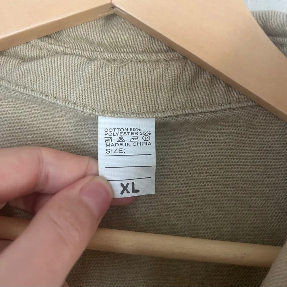 Tan Distressed Lightweight Jacket Neutral Casual Spring XL - Image 2