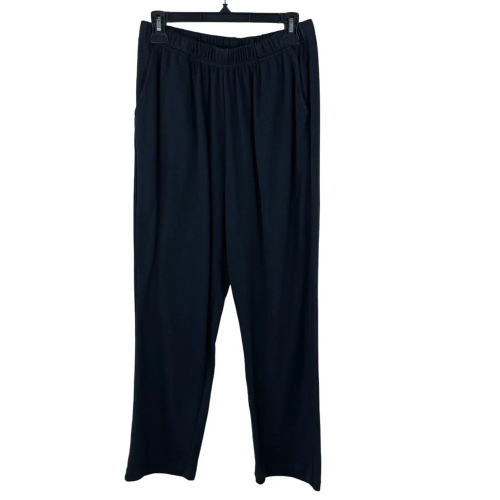 Woman Within Wide Leg Knit Pants Womens Size 18/20 L Black Pull On Soft Stretch - Image 2