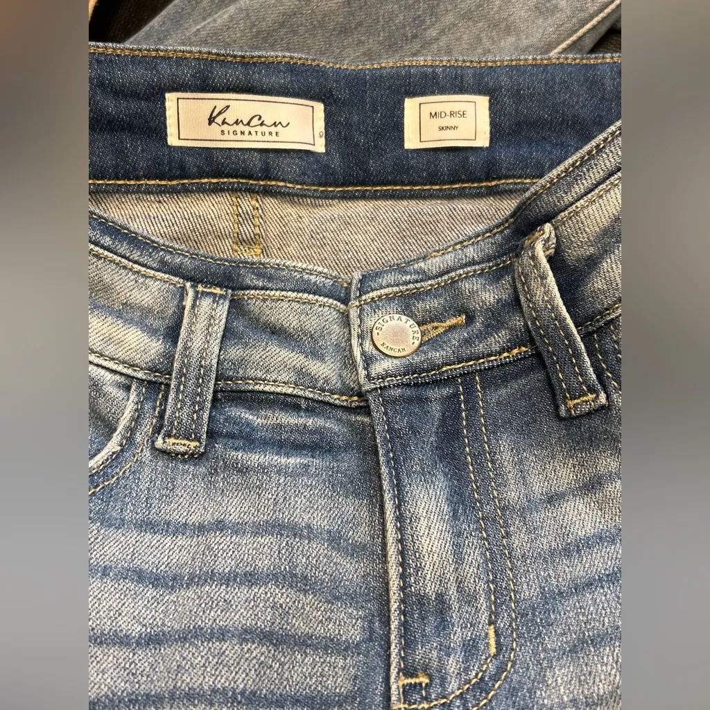 Kancan Signature Estilo skinny stretch ankle blue jeans Waist size 26 raw hem - Image 3