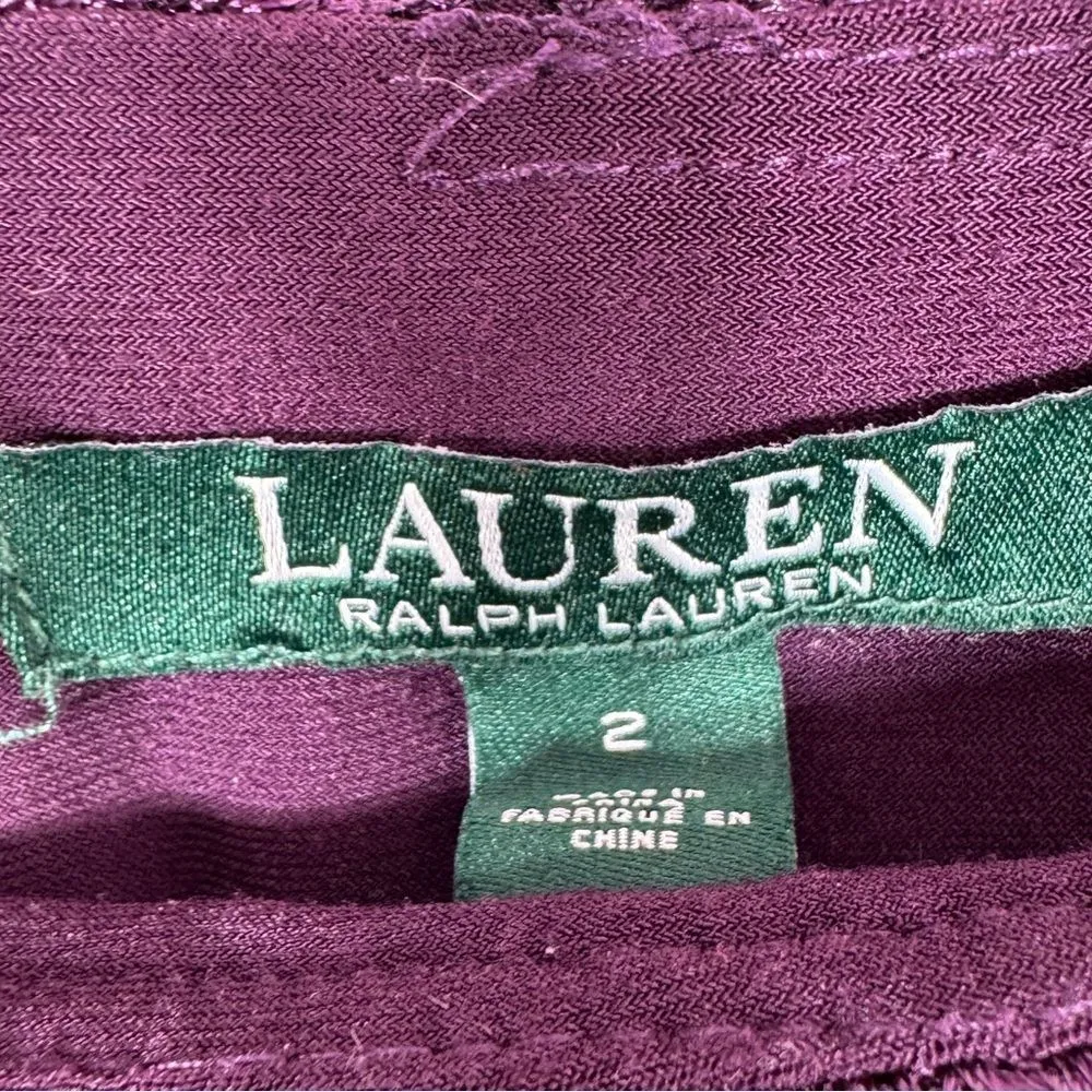Lauren Ralph Lauren Lace Sleeveless Sheath Dress Dark Purple 2 Cocktail Party‎ - Image 10