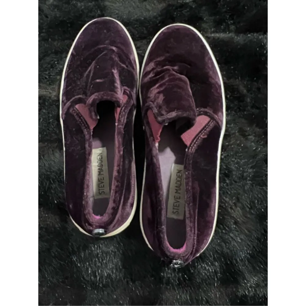 Steve Madden velvet red wine/ purple slip on loafers shoes 8.5 - Image 3