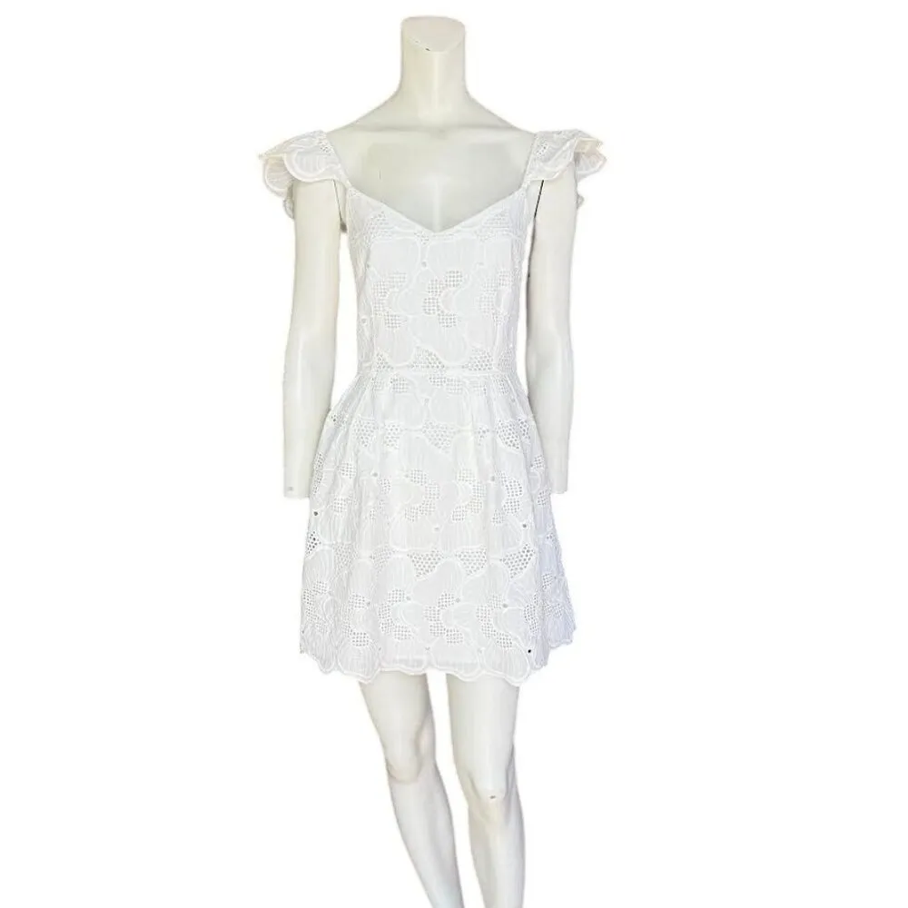 Sierra White Floral Eyelet Steve Madden Mini Dress Size 4 NWT - Image 3