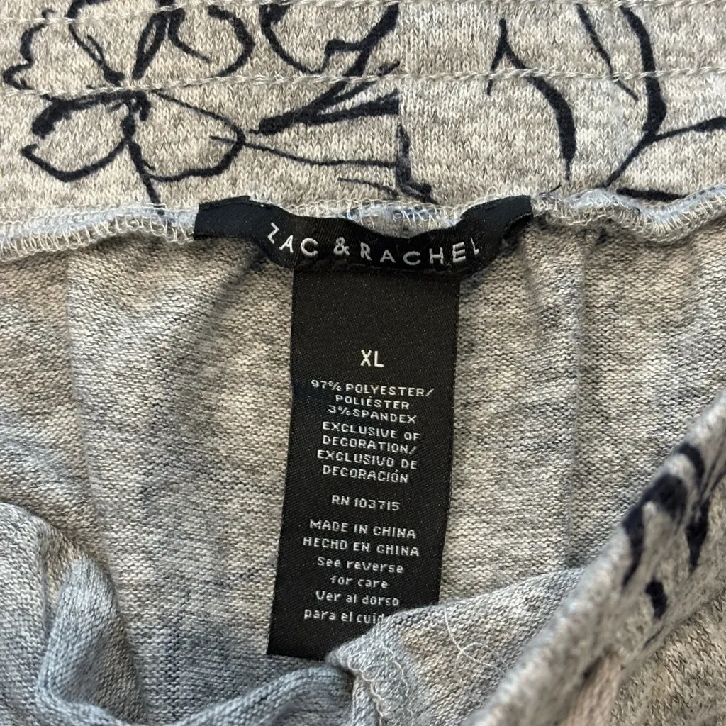Zac & Rachel Gray Floral Joggers Comfy Pants Size XL - Image 2