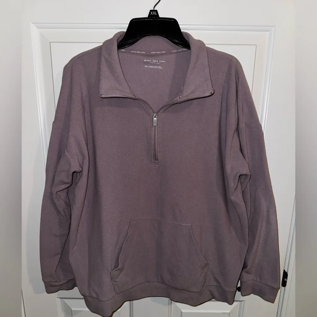 Marc New York Plus Ribbed Quarter Zip Pullover Pockets Purple XXL 2X - Image 4
