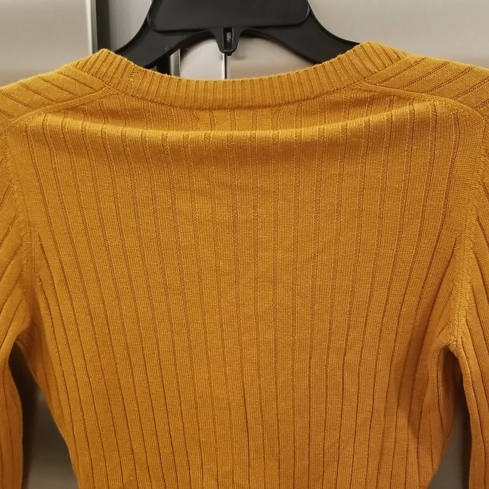 💕NAADAM💕 Ribbed Cropped Cardigan Silk Cashmere Blend ~ Gold XS NWT - Image 7