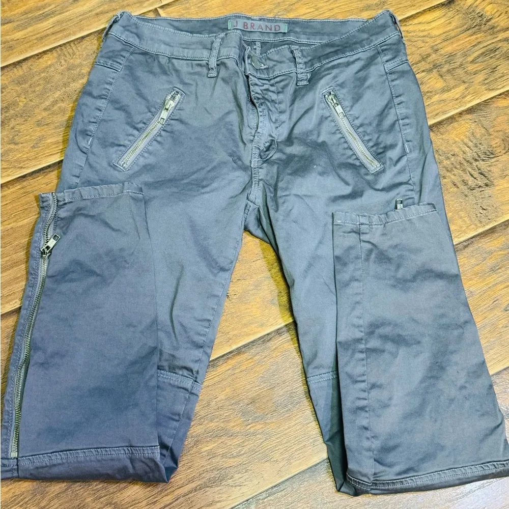 J Brand Jeans Womens Size 27 Gray Moto Skinny Zipper Legs Stretch Crop Vin grey - Image 3