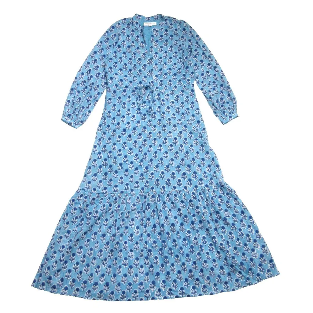 NWT Emerson Fry India Collection Frances in Danube Little Marigolds Dress S Blue - Image 2